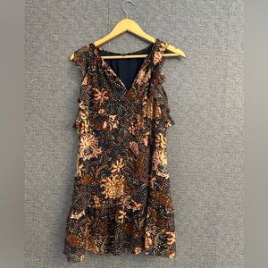 Women’s Spring/ Fall Madewell Floral V-Neck Ruffle Mini Shift Dress Size XS